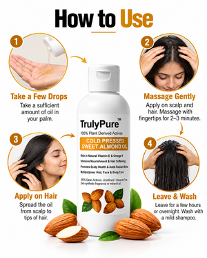 Dark Circles Fading, Deep Skin Glow & Hair Softening –Cold Pressed Sweet Almond Oil (100 ml)