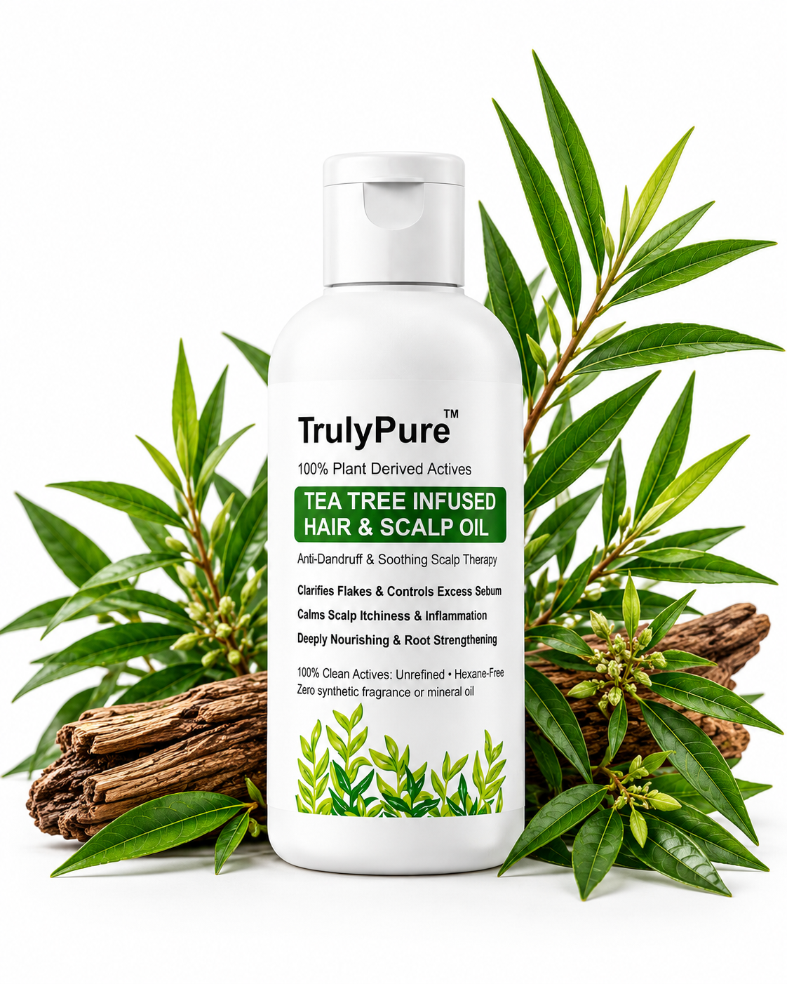 Tea Tree Infused Hair & Scalp Oil: Anti-Dandruff & Soothing Therapy for Flakes, Itchiness & Excess Sebum
