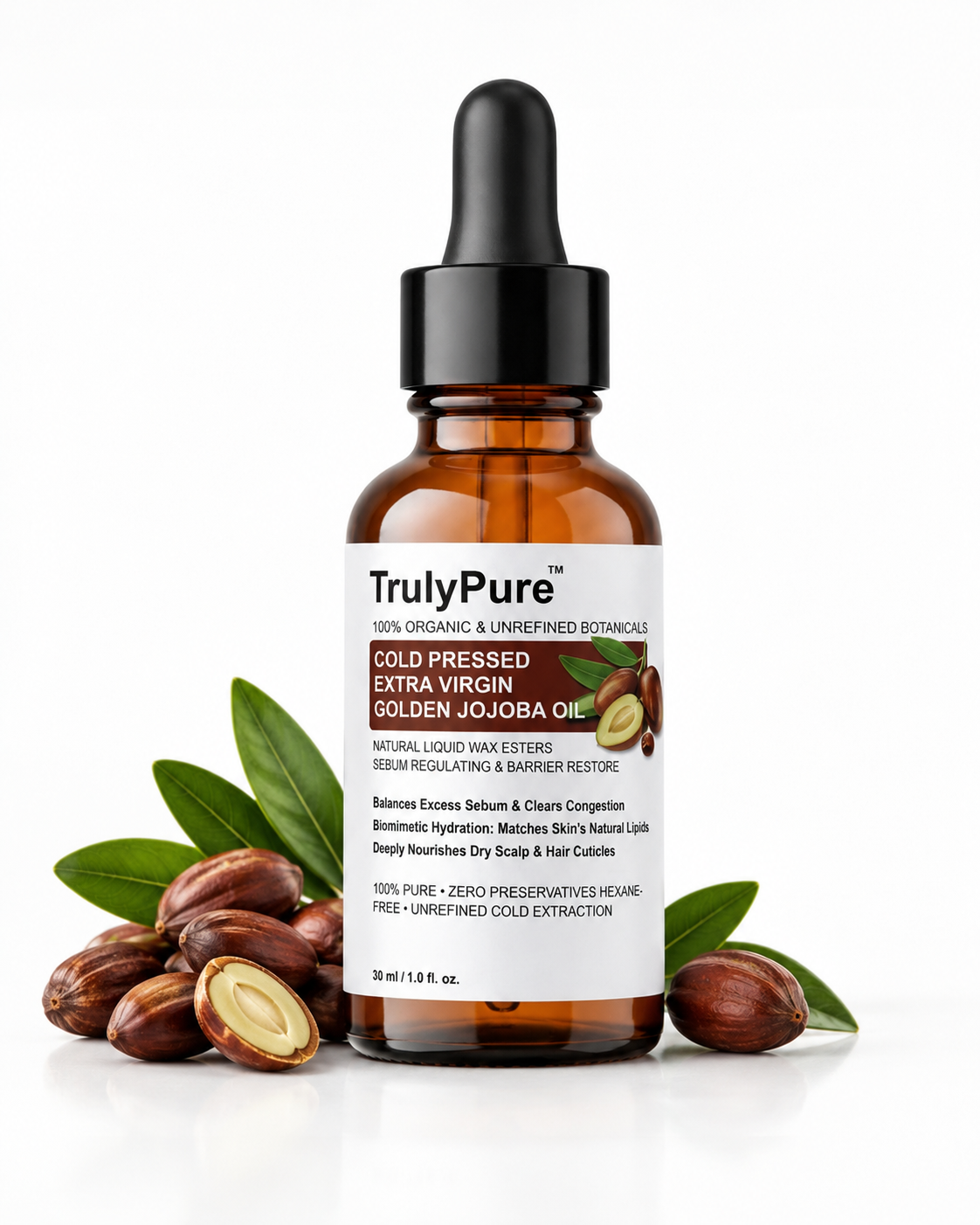 Excess Sebum Balancing & Barrier Repair | Cold Pressed Extra Virgin Golden Jojoba Oil (30 ml)