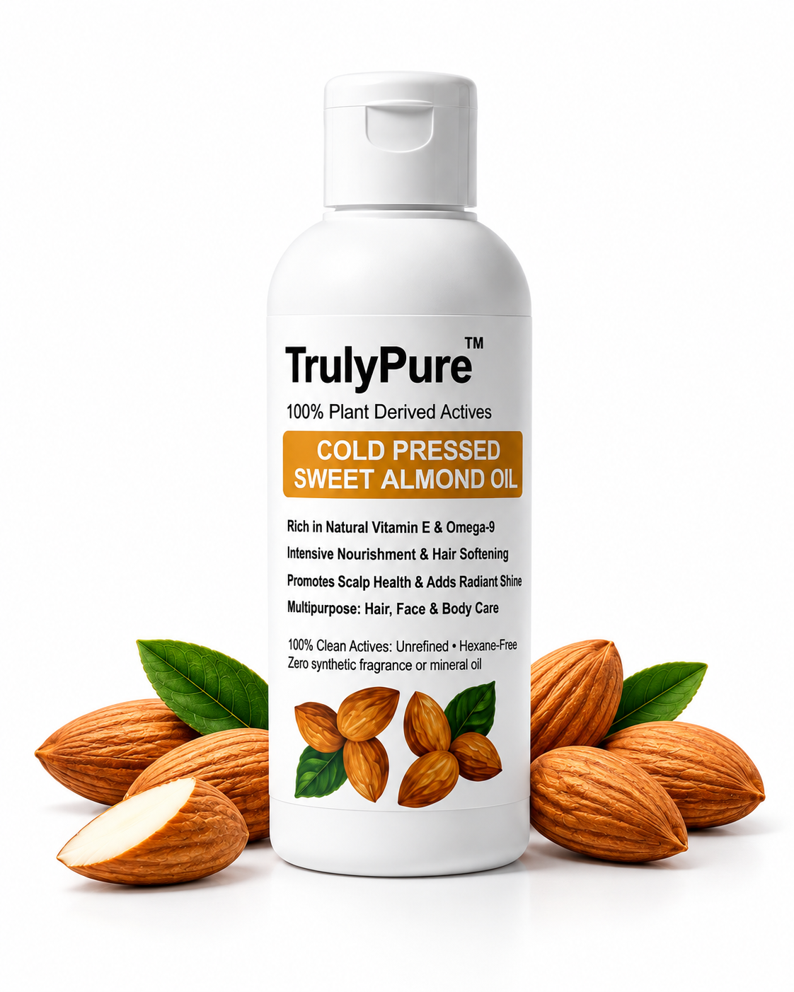 Dark Circles Fading, Deep Skin Glow & Hair Softening –Cold Pressed Sweet Almond Oil (100 ml)