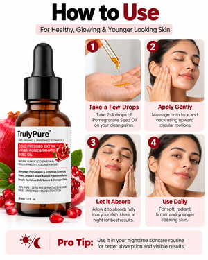 Fine Lines, Dullness & Collagen Boosting Facial Oil – TrulyPure™ Cold Pressed Virgin Pomegranate Seed Oil (30 ml)