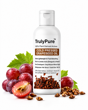 Weightless Frizz Control, Heat Defense & Brilliant Shine Hair Oil – TrulyPure™ Cold Pressed Virgin Grapeseed Hair Oil (100 ml)