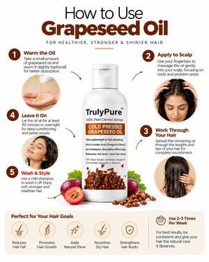 Weightless Frizz Control, Heat Defense & Brilliant Shine Hair Oil – TrulyPure™ Cold Pressed Virgin Grapeseed Hair Oil (100 ml)