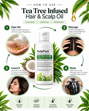 Tea Tree Infused Hair & Scalp Oil: Anti-Dandruff & Soothing Therapy for Flakes, Itchiness & Excess Sebum
