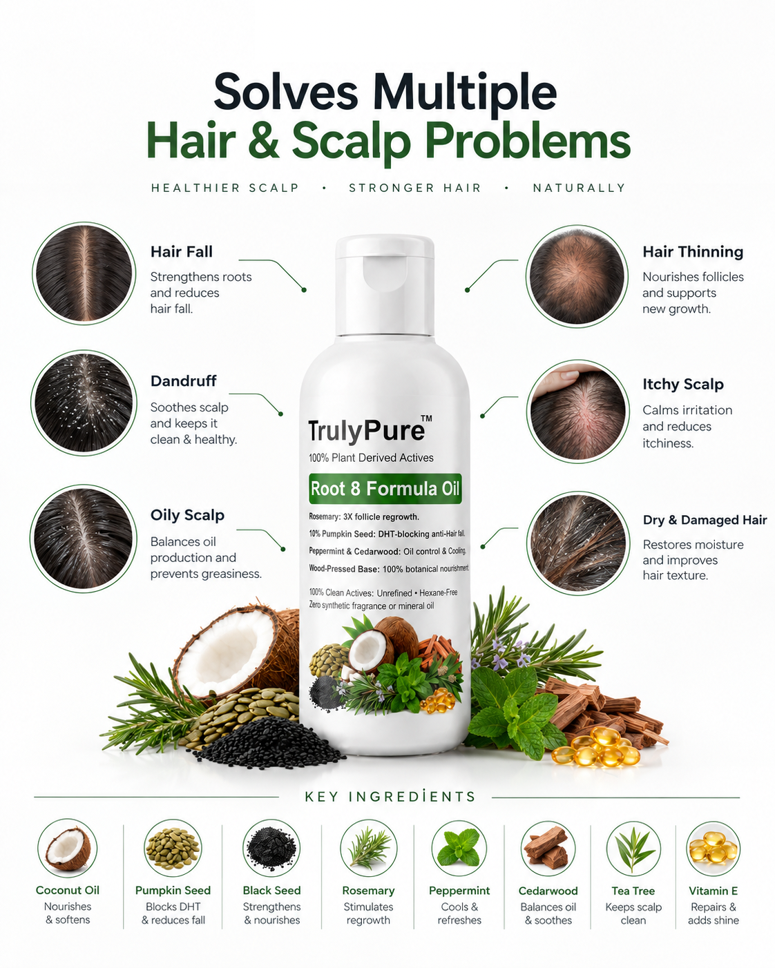 Root 8 Formula oil  | Anti-Dandruff & Hair Fall Control Oil, Supports Strong hair Growth