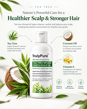 Tea Tree Infused Hair & Scalp Oil: Anti-Dandruff & Soothing Therapy for Flakes, Itchiness & Excess Sebum
