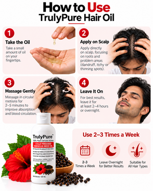 Hair Fall Control, Scalp Strengthening & Density Boosting Oil – TrulyPure™ Cold Pressed Virgin Hibiscus Seed Hair Oil (100 ml)