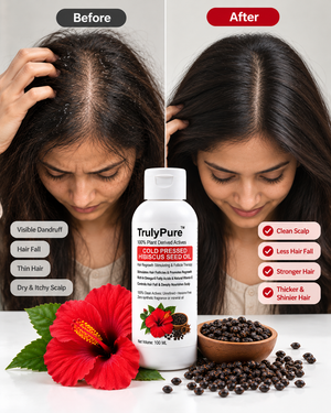 Hair Fall Control, Scalp Strengthening & Density Boosting Oil – TrulyPure™ Cold Pressed Virgin Hibiscus Seed Hair Oil (100 ml)