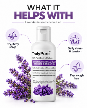 Lavender Infused Wood Pressed Coconut Oil: Soothing Therapy for Dry, Itchy Scalp & Daily Stress 100ml