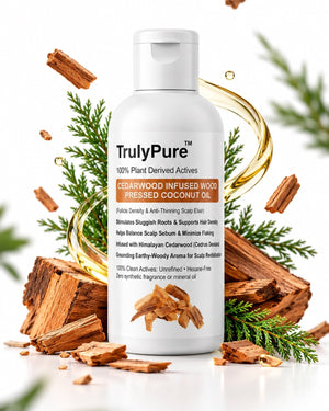 Hair Thinning Control, Scalp Flake Defense & Follicle Strengthening Oil – Cedarwood Infused Wood-Pressed Coconut Oil (100 ml)